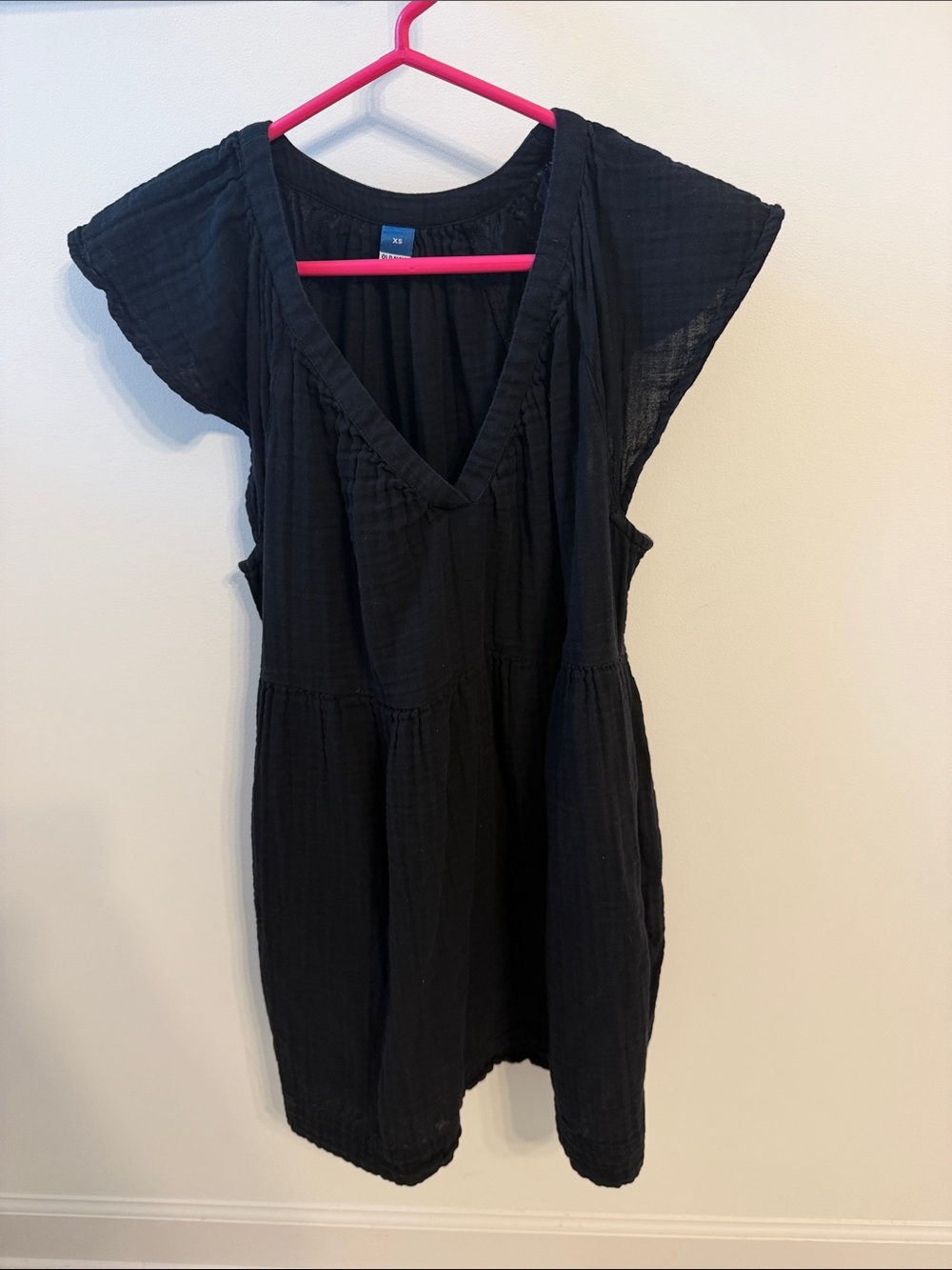Old Navy Black Cotton V-Neck Tunic Dress